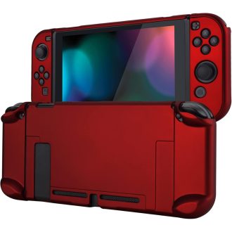   Ochranný kryt eXtremeRate pre konzolu Nintendo Switch a ovládače Joy-Con, červené oddeliteľné puzdro na dokovaciu stanicu