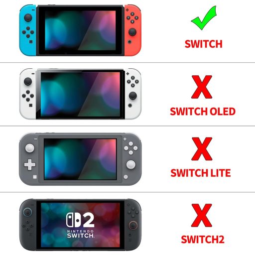Husă de protecție eXtremeRate pentru consola Nintendo Switch și Joy-Con, roșu, carcasă separabilă compatibilă cu dock-ul.