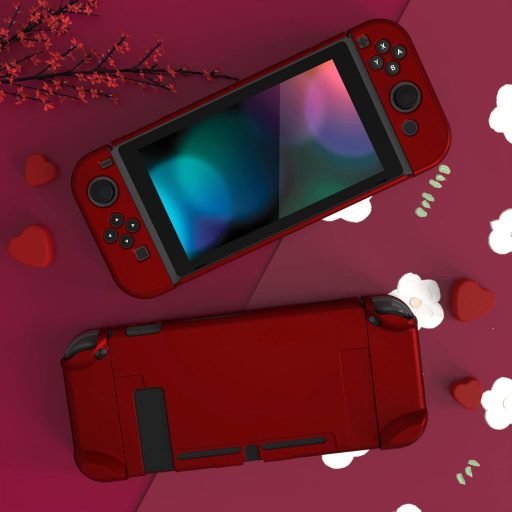 Husă de protecție eXtremeRate pentru consola Nintendo Switch și Joy-Con, roșu, carcasă separabilă compatibilă cu dock-ul.