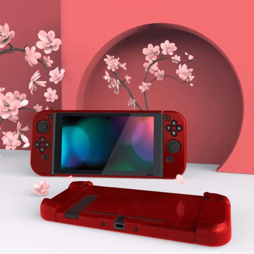 Husă de protecție eXtremeRate pentru consola Nintendo Switch și Joy-Con, roșu, carcasă separabilă compatibilă cu dock-ul.