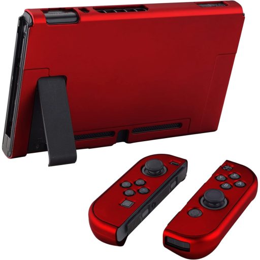 Husă de protecție eXtremeRate pentru consola Nintendo Switch și Joy-Con, roșu, carcasă separabilă compatibilă cu dock-ul.