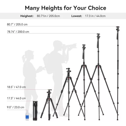 SMALLRIG 200 cm Tripod Monopod 360° Panoráma Gömbfej 15 kg Teherbírás Profi Kamera Állvány