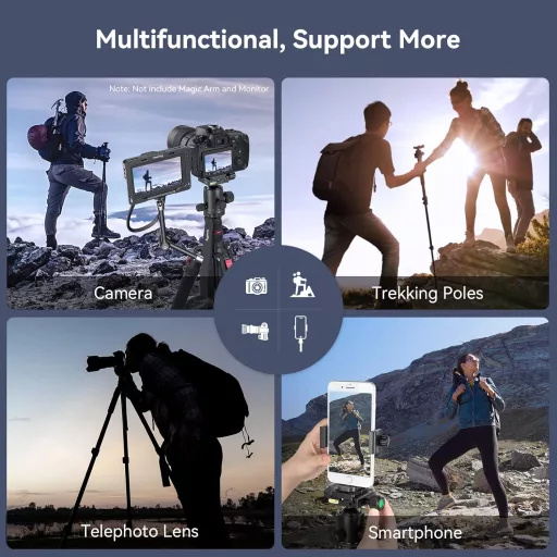 SMALLRIG 200 cm Tripod Monopod 360° Panoráma Gömbfej 15 kg Teherbírás Profi Kamera Állvány