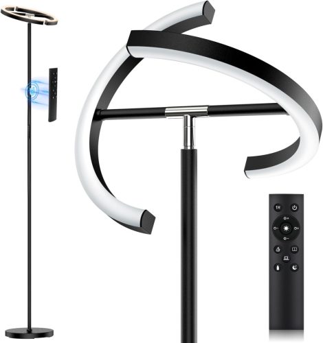 Lampă de Podea SIBRILLE LED 20W Negru - Cu Telecomandă, Dimabilă, Control Tactil, Iluminare Modernă Plafon 1300lm Alb Cald/Rece, Lampă de Citit