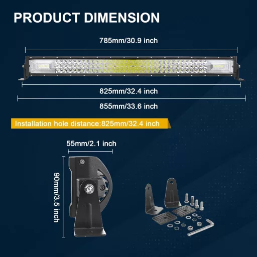 Lampă LED RIGIDON 32 inch 405W Auto SUV Offroad Iluminare Impermeabilă Alb Cald