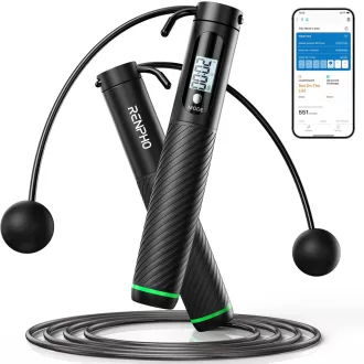   RENPHO Okos Ugrókötél Számláló Funkcióval, Állítható Fitness Kötél App Elemzéssel - Cordless Ball - Black