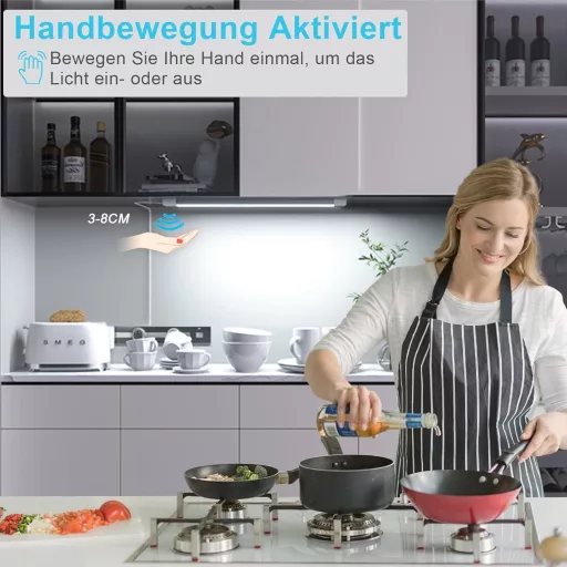 WOBANE LED svjetiljka ispod kuhinjskog ormarića 30 cm s beskontaktnim senzorom, mogućnost prigušivanja, hladno bijelo svjetlo za radnu površinu
