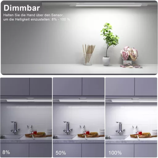 WOBANE LED svjetiljka ispod kuhinjskog ormarića 30 cm s beskontaktnim senzorom, mogućnost prigušivanja, hladno bijelo svjetlo za radnu površinu