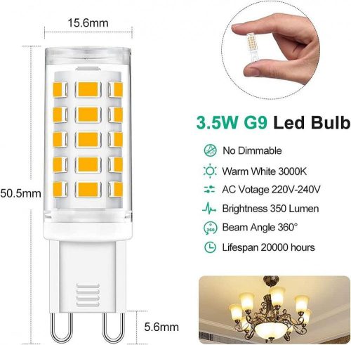 Becuri LED Tailcas G9, 3.5W, Alb Cald 3000K, Pachet de 5 bucăți