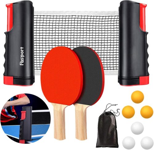 Set de Ping Pong Profesional FBSPORT - 2 Rachete, Fileu Extensibil, 6 Mingi, Geantă de Transport - Set Tenis de Masă pentru Copii și Adulți