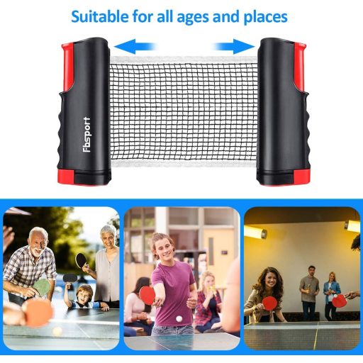 FBSPORT Professzionális Pingpong Készlet - 2 Ütő, Kihúzható Háló, 6 Labda, Hordozótáska - Asztalitenisz Szett Gyerekeknek és Felnőtteknek