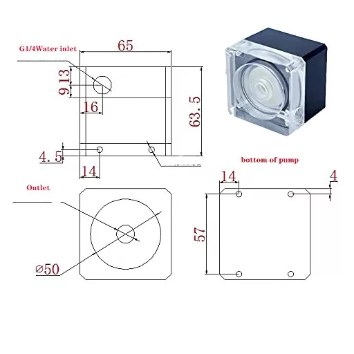 Lelukee vodná pumpa pre CPU, PWM, 800 l/h, G1/4 pre počítač