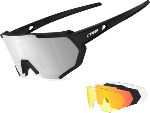 Ochelari de soare pentru ciclism X-TIGER cu protecție UV400 - 5 lentile interschimbabile, ramă TR90, bandă ajustabilă - Pentru ciclism, alergare, condus