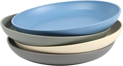 Set de farfurii colorate din plastic - 4 buc, 19,8 cm, fără BPA, pentru copii și adulți