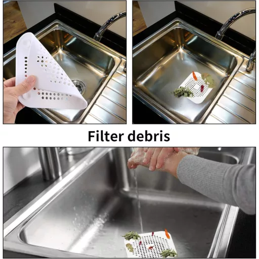 PanBeiQi Filtru Sifon Scurgere Păr Silicon Capac Duș Cadă Bucătărie Set 4 Bucăți Alb Modern
