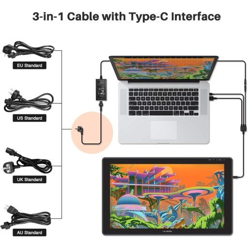 Cablu 3-în-1 HUION CB06 pentru tableta KAMVAS 22 și 22 Plus