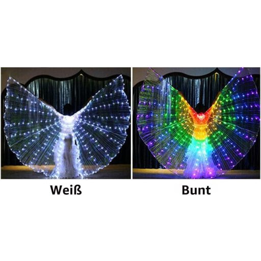 Svjetleća haljina za ples s krilima leptira anđela Izide, šarena i osvijetljena