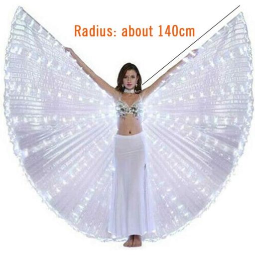 Svjetleća haljina za ples s krilima leptira anđela Izide, šarena i osvijetljena