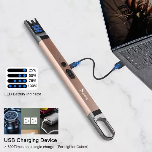 SUPRUS elektromos ívgyújtó USB-s töltéssel, szélálló flamingó gyújtó LED fénnyel