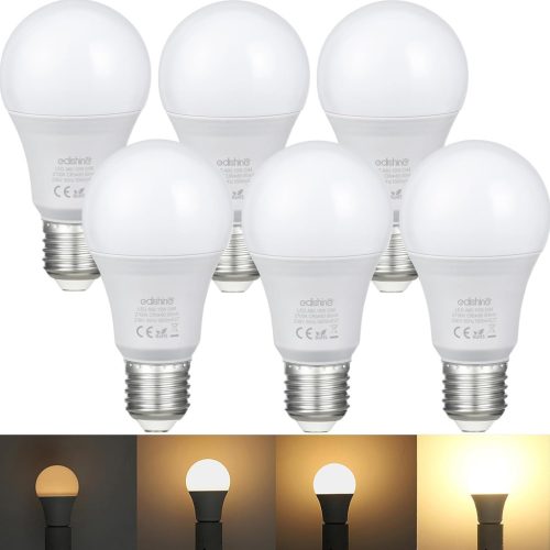EDISHINE E27 LED Izzó 2700K Meleg Fehér, 10W 1000LM Fényerőszabályozható, 60W Hagyományos Izzó Helyettesítő, Energiatakarékos, 6 db Csomag