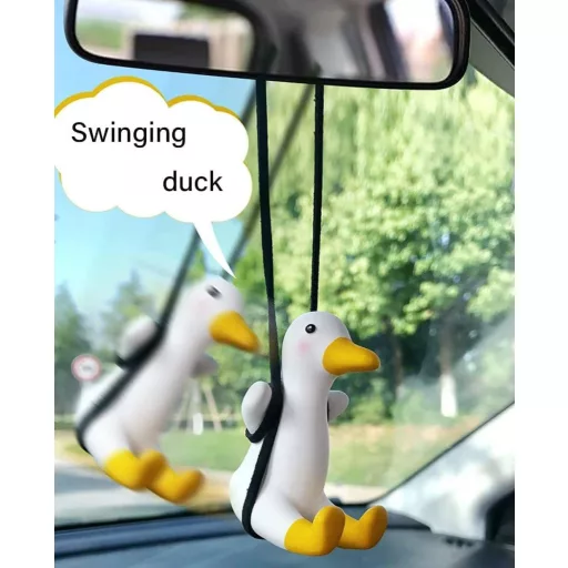 Zlatá Hojdajúca sa Kačička Ozdoba do Auta na Spätné Zrkadlo