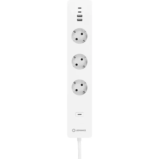 LEDVANCE Smart WiFi Okos Elosztó 3 Aljzat USB Portokkal Túlfeszültség Védelem - Pack of 1, Indoor-Cabled, WiFi