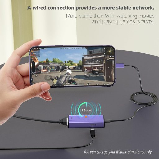 Adaptor 2în1 Lightning la Ethernet și alimentare pentru iPhone, iPad și iPod