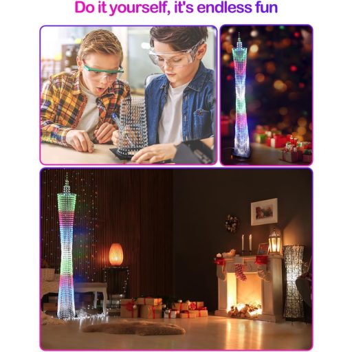 iCubeSmart LED Kocka Modell DIY Elektronikai Készlet, 64 LED Körrel, 1 Méter Magas