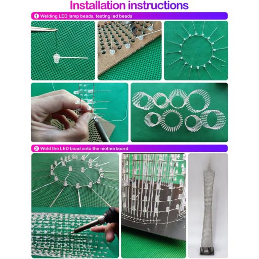 iCubeSmart LED Kocka Modell DIY Elektronikai Készlet, 64 LED Körrel, 1 Méter Magas