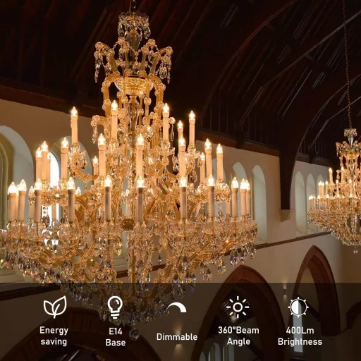 LED sviečková žiarovka Blewandy E14 4W teplá biela, balenie 6 ks do lustrov