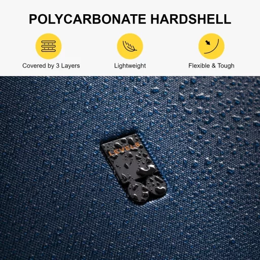 LEVEL8 Könnyű Kabinbőrönd 55cm Polycarbonate Keményfedeles Utazótáska Sötétkék