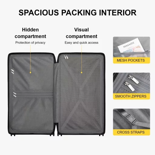 Troller ușor LEVEL8, 55cm, policarbonat, carcasă rigidă, albastru închis