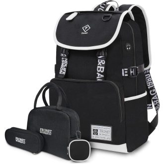   FRONET školska torba za dječake i djevojčice, vodootporna, pretinac za laptop, pernica