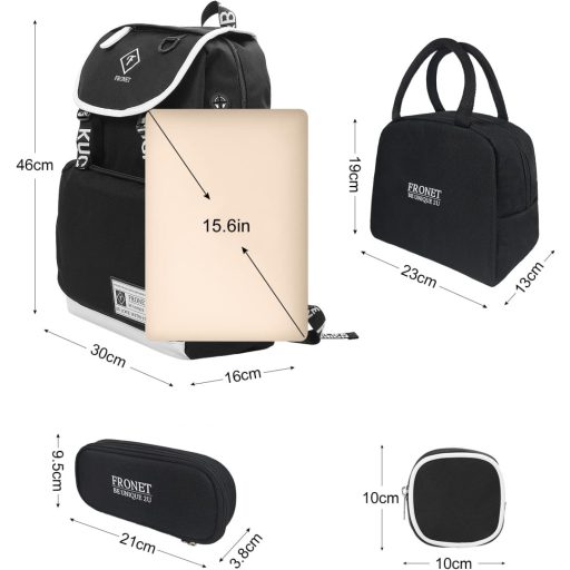 FRONET školska torba za dječake i djevojčice, vodootporna, pretinac za laptop, pernica