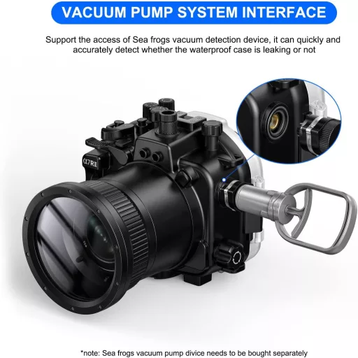 Carcasă subacvatică Sea Frogs pentru Sony A7RIII cu obiectiv de 90mm - Carcasă impermeabilă IPX8 până la 40m adâncime pentru scufundări, surfing