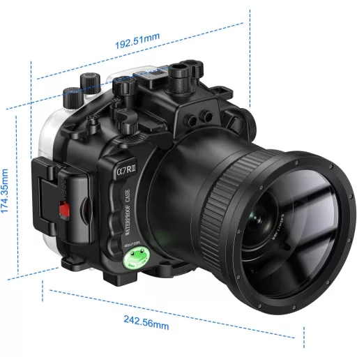Carcasă subacvatică Sea Frogs pentru Sony A7RIII cu obiectiv de 90mm - Carcasă impermeabilă IPX8 până la 40m adâncime pentru scufundări, surfing