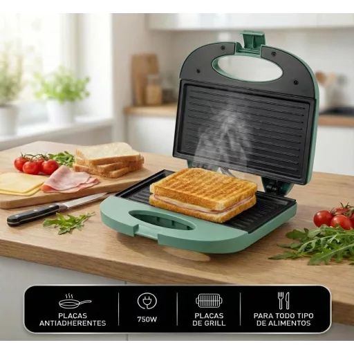 My Wave 750W szendvicssütő elektromos grill 90° nyitás antilengő lemezzel