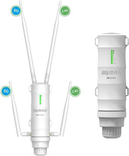 TamperSeals Group AC1200 Kültéri WiFi Jelerősítő - Dual-Band 2.4+5GHz 1200Mbps PoE Access Point, Időjárásálló IP65, 500m Hatótáv, Mesh Támog