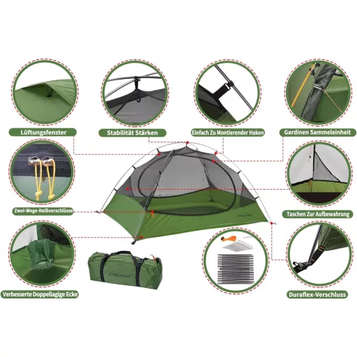 Clostnature 3 Évszakos Sátor 2-4 Személyes Vízálló Könnyű Trekking Sátor