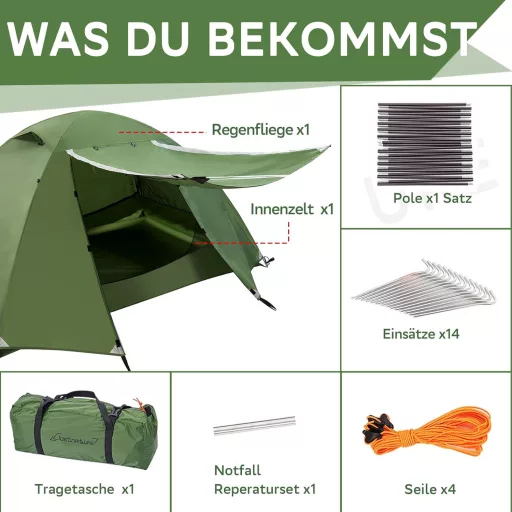 Clostnature 3 Évszakos Sátor 2-4 Személyes Vízálló Könnyű Trekking Sátor