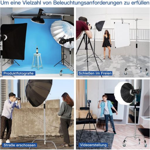 Soonpho C-állvány rozsdamentes acél 330 cm boom tripod reflektorhoz és stúdió világításhoz