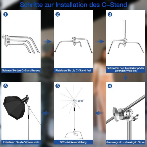 Soonpho C-állvány rozsdamentes acél 330 cm boom tripod reflektorhoz és stúdió világításhoz
