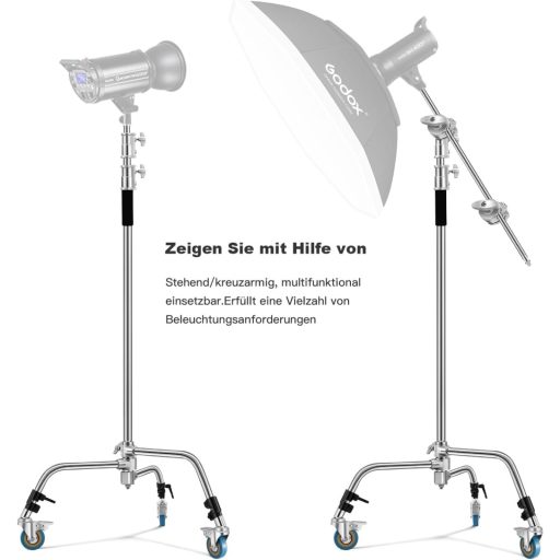 Soonpho C-állvány rozsdamentes acél 330 cm boom tripod reflektorhoz és stúdió világításhoz