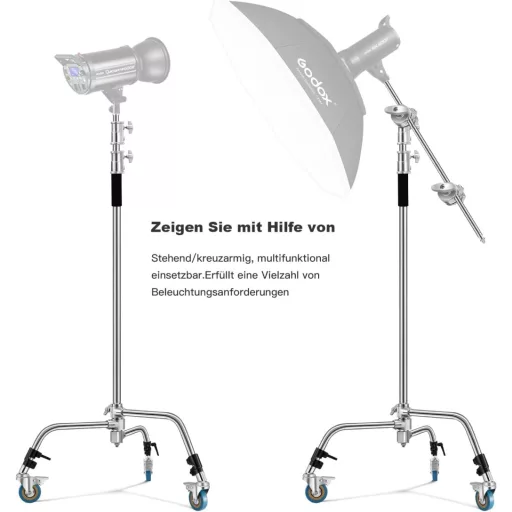 Soonpho C-állvány rozsdamentes acél 330 cm boom tripod reflektorhoz és stúdió világításhoz