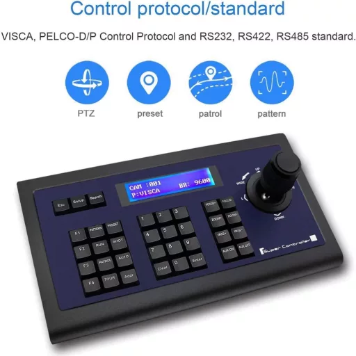 Tenveo KZ1 PTZ Kontroller Joystickkel, VISCA és PELCO Támogatással