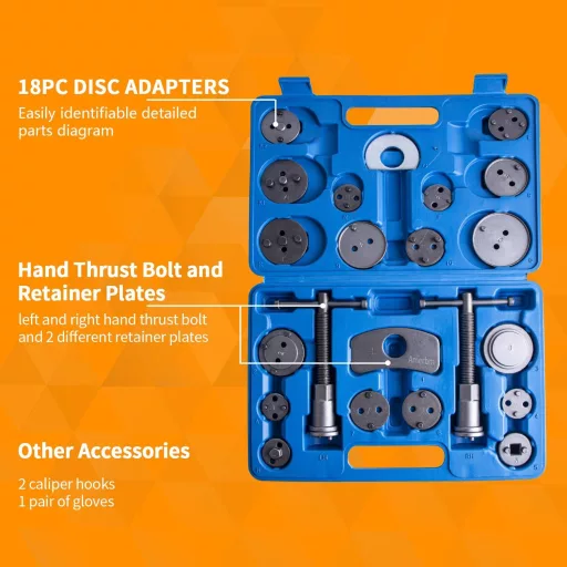 Set de scule auto pentru retractarea pistoanelor de frână, 26 de piese