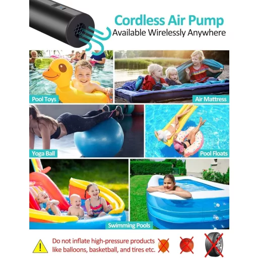 Pompă electrică fără fir anngrowy cu baterie de 2000mAh pentru piscină și paturi gonflabile