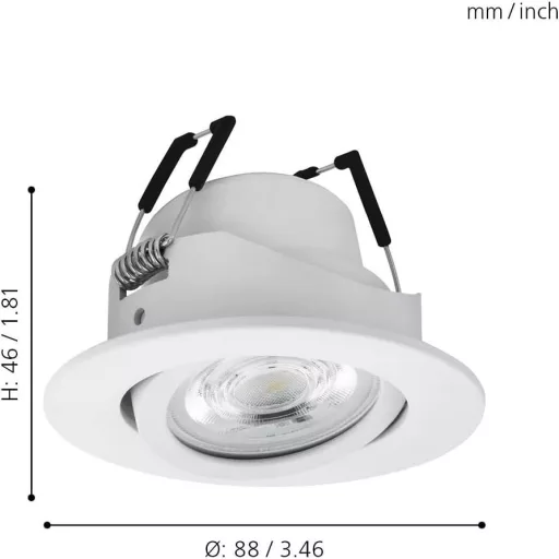 Spot LED încastrat inteligent EGLO connect.z 88mm ZigBee control Alexa RGB reglabil - Alb, Fără telecomandă