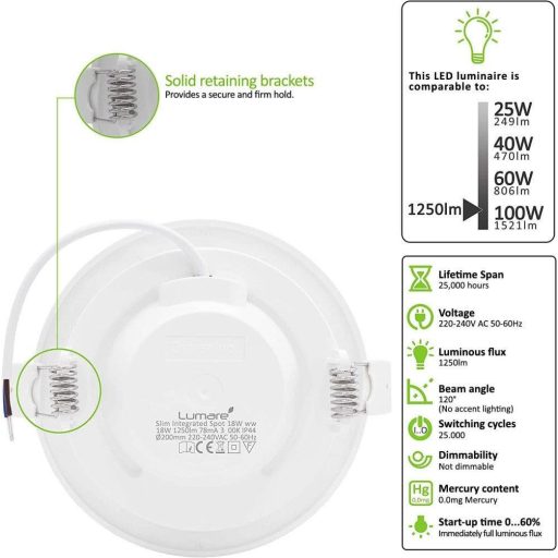 LED süllyesztett spotlámpa 230V, 18W 220 mm átmérőjű - Újracsomagolt termék