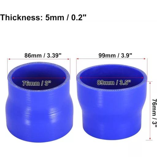 AUTOHAUX Kék Szilikon Hűtőcső 76-89 mm Átmérővel